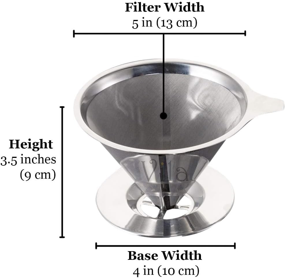Coffee Filter, Fine Mesh Coffee Maker, Stainless Steel Pour over Coffee Dripper,