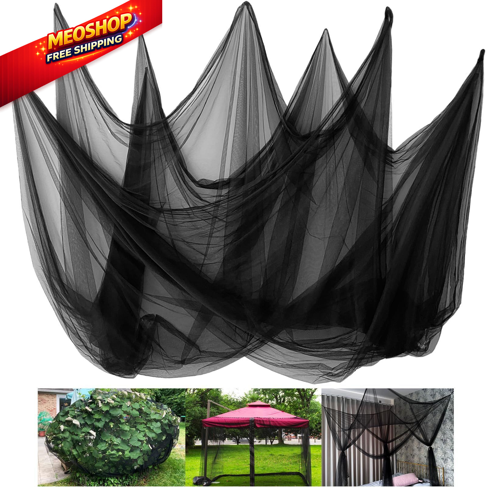Mosquito Netting,10 × 50 Ft Mesh Screen 10 x 50 - 1 Pack, Black