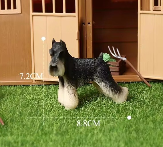 Schnauzer Dog Animal Figure Toy PVC Wildlife Small Figurine Birthday Gifts