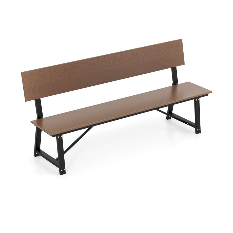 72" Garden Backyard Extra Long Bench All-Weather HDPE Seat & Back w/ Metal Frame
