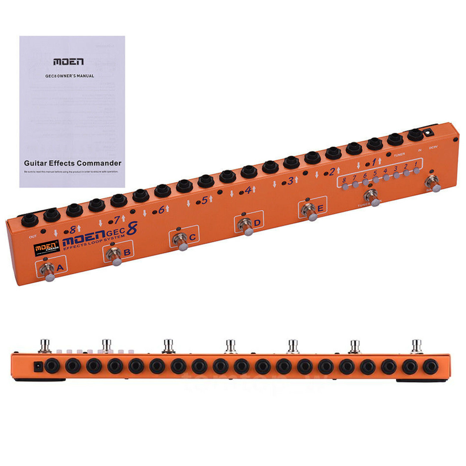 MOEN-GEC8 Orange Effect-Pedal-Commander-Effects-Loop-System-8-Loops-10 Presets