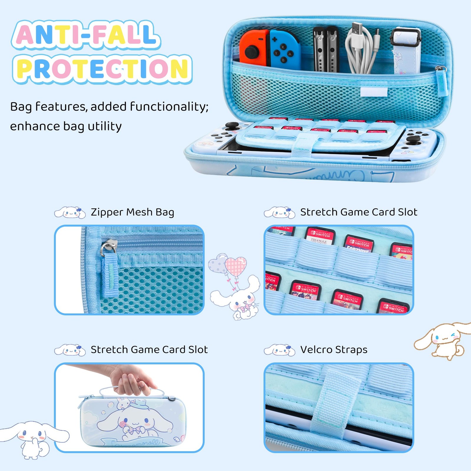 HYPERCASE Blue Dog Carrying Case for Nintendo Switch OLED, Cute Travel