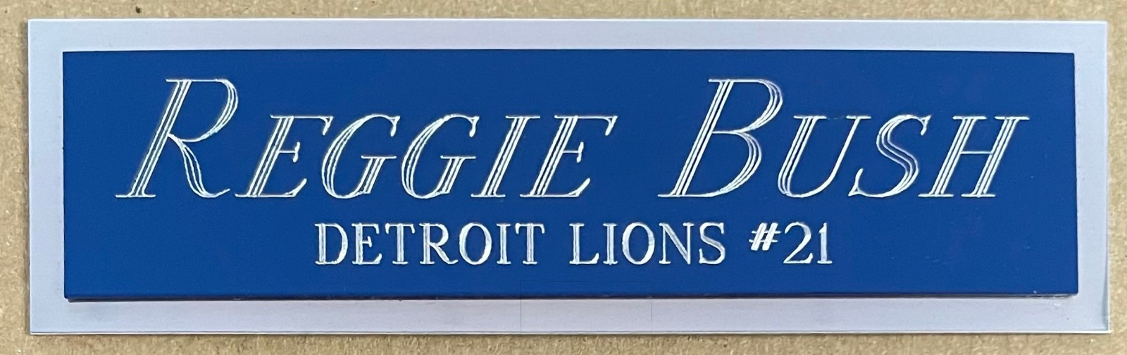 REGGIE BUSH LIONS NAMEPLATE FOR AUTOGRAPHED Signed FOOTBALL-JERSEY-HELMET-PHOTO