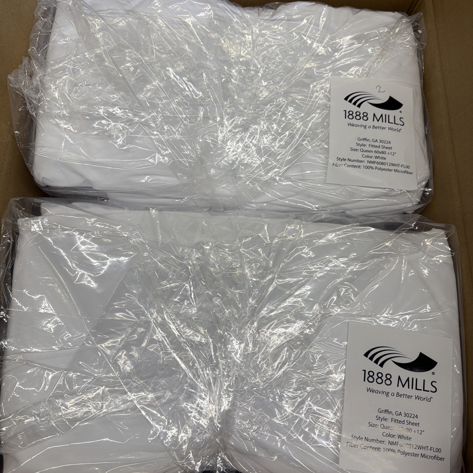 Queen Fitted White Sheet Bulk (12 Pack) 1888 Mills White Microfiber 60x80+12”