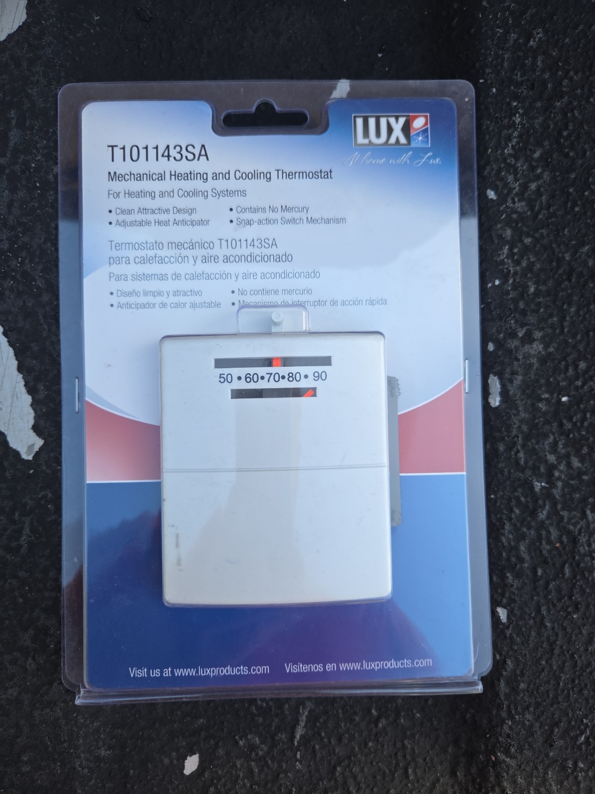 Lux Easy Temp T10-1143 SA Mechanical Heating and Cooling Thermostat NIB