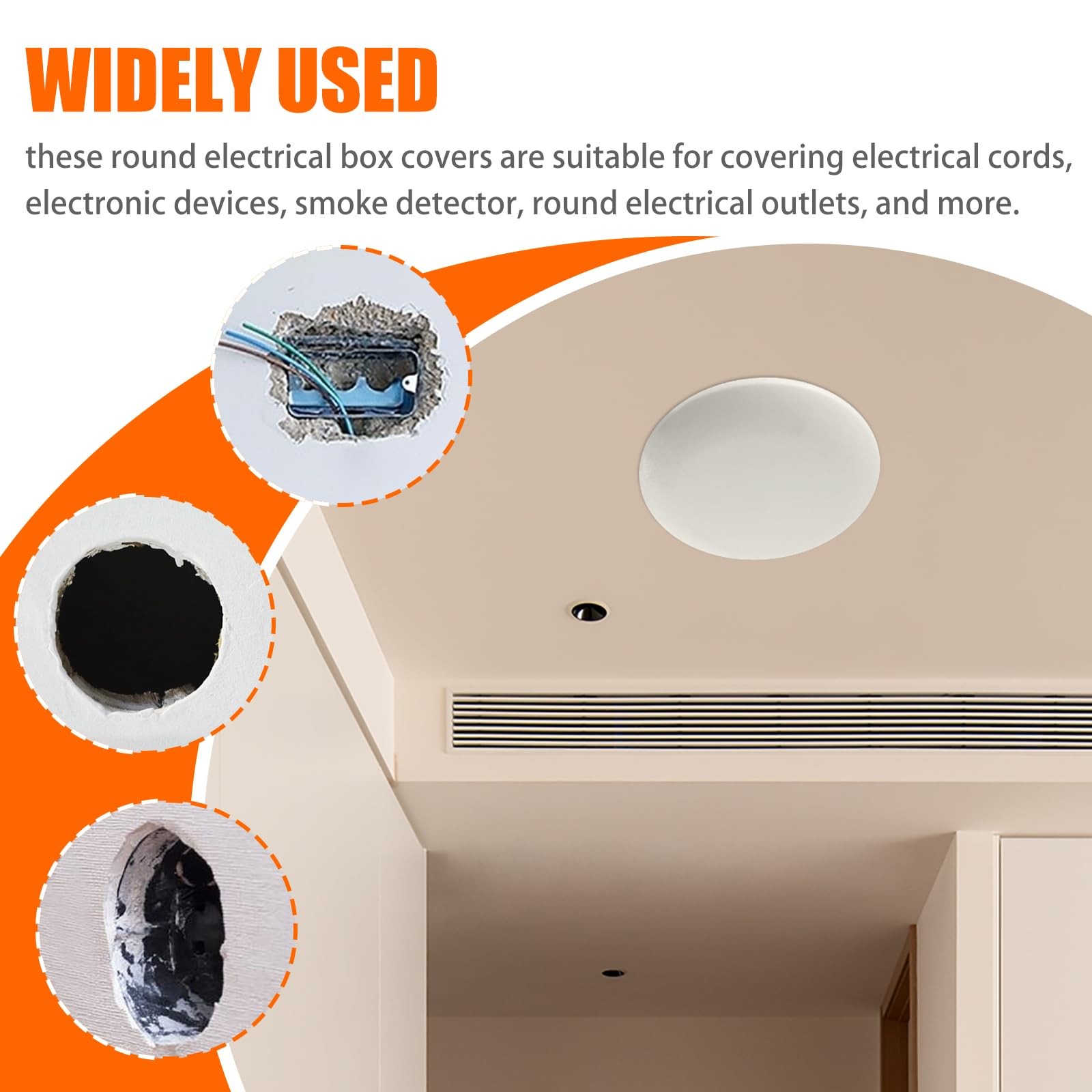 CP3540 Ceiling Cover Plate, Round Electrical Box Cover - 5 Pcs