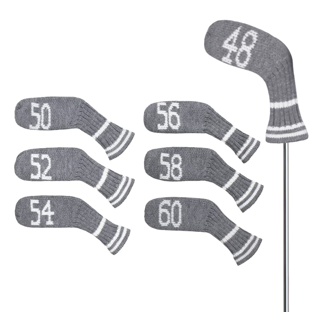 Scott Edward Pros Knitted Wedge Golf Iron 7Pcs Covers, 7PCS Gray