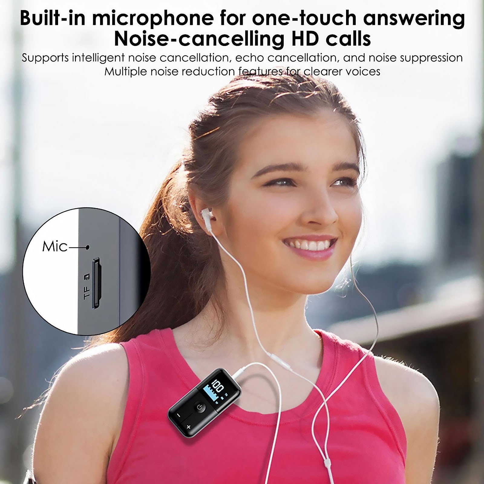 Bluetooth 5.4 Transmitter and Receiver with Digital Display 3.5mm Aux Adapter