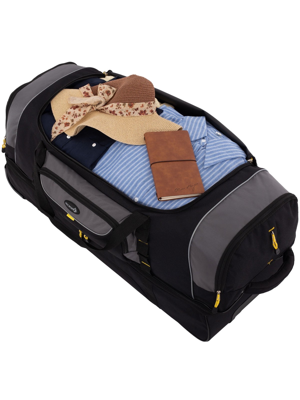 Jumbo 36" 2-Section Rolling Duffel with Blade Wheels - Black