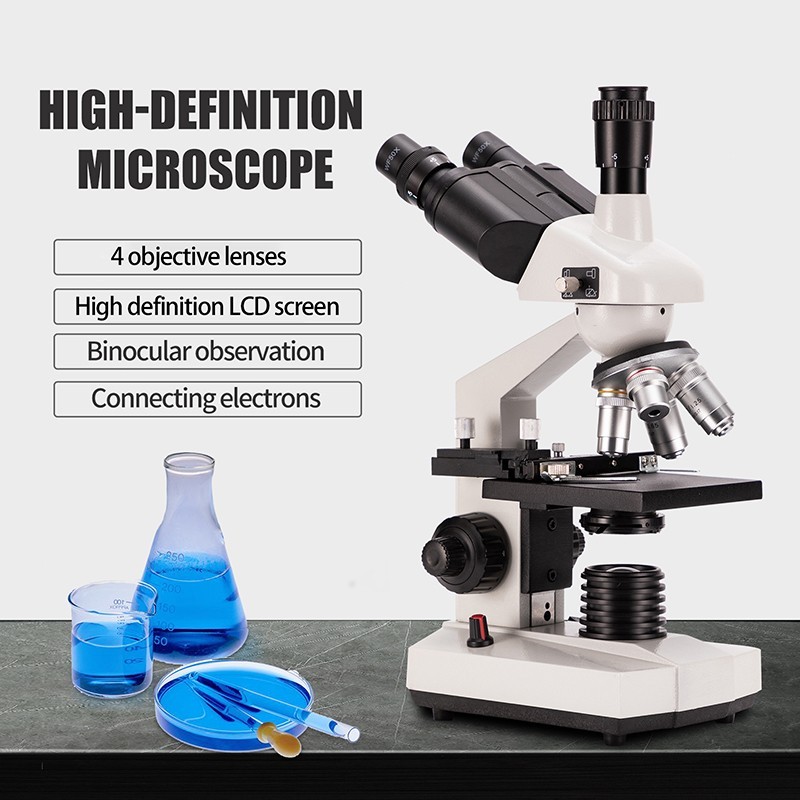 40 X -5000 X Trinocular LED Lab Compound Microscope with Double Layerwith electr