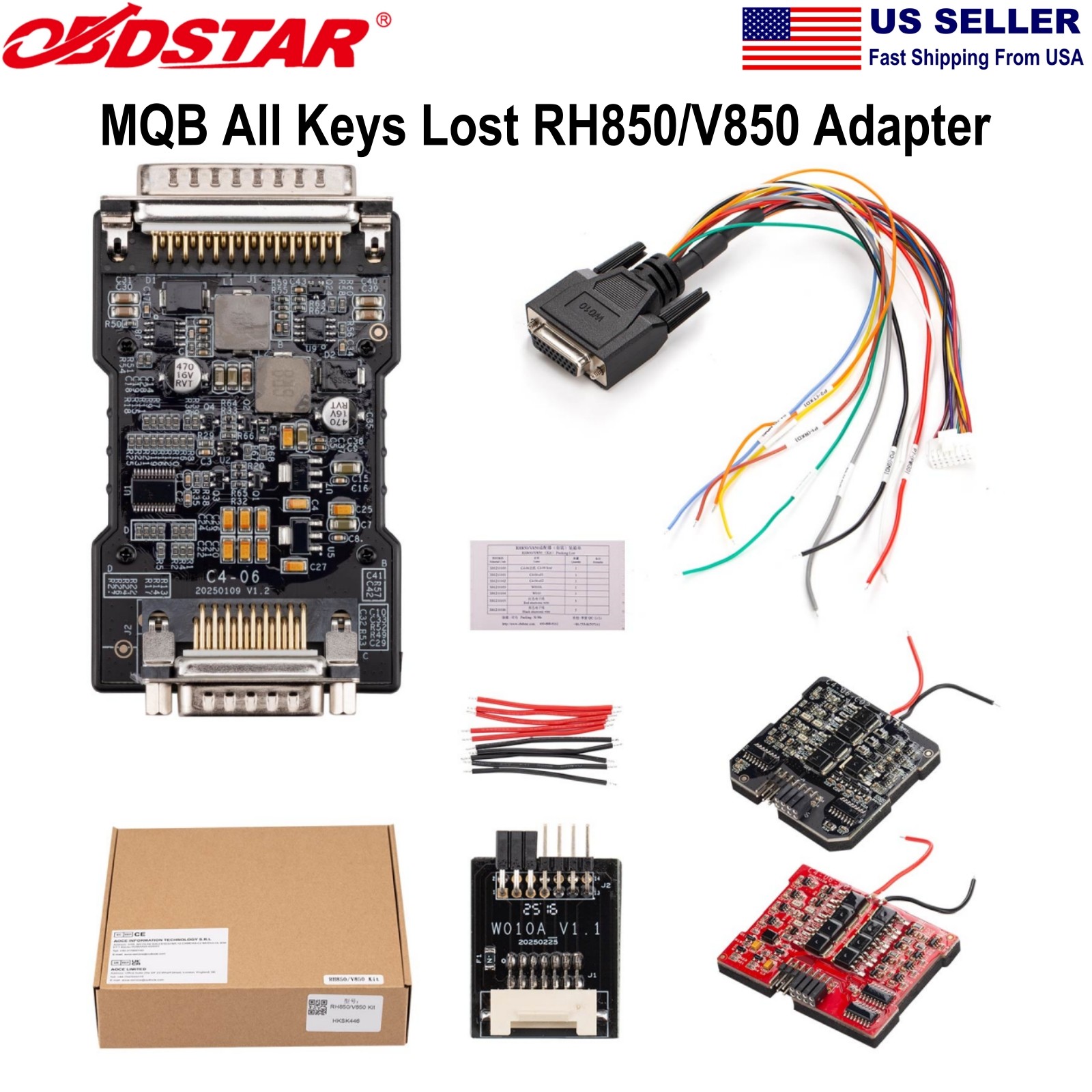 OBDSTAR RH850/V850 Adapter Kit work with X300 Classic G3,P50 for MQB AKL,ELV,BCM