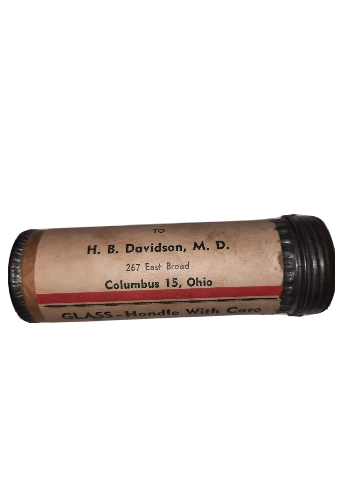 Vintage Blood Specimen Mailing Tube Metal Columbus Ohio Early