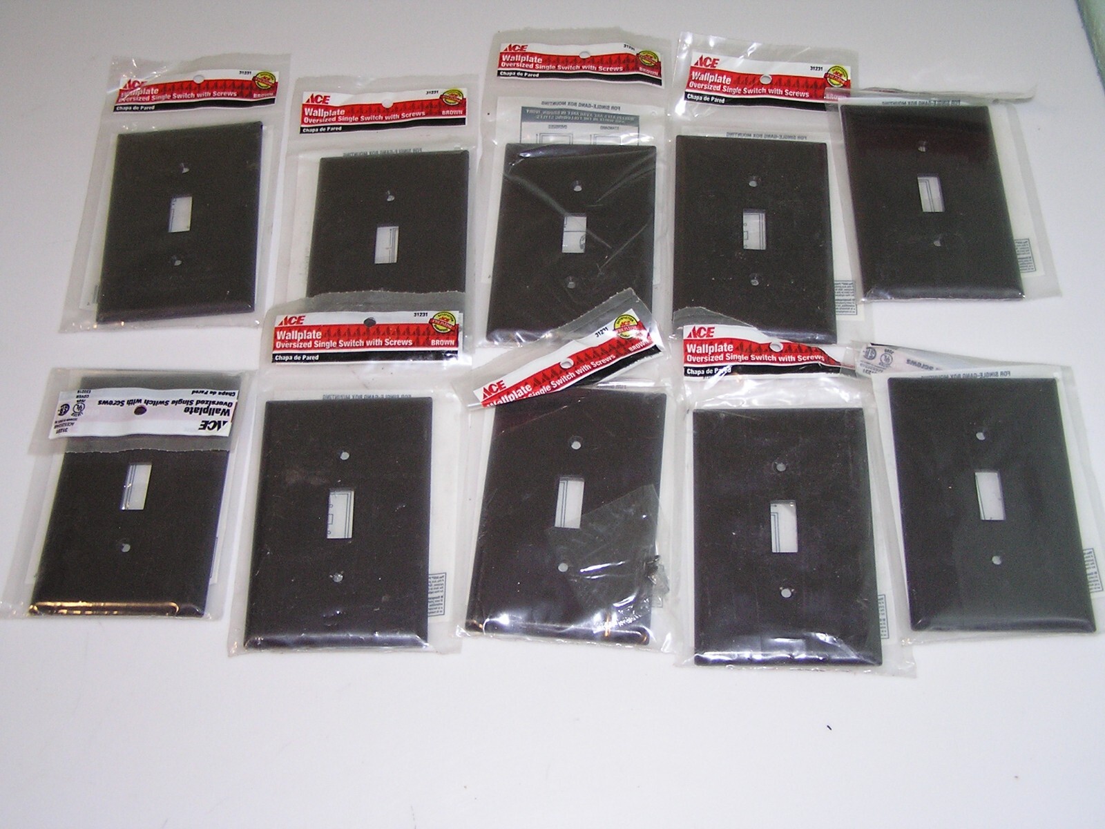 10 Brown LARGE Mid-Size Toggle Switch Plastic Cover Wallplate Switchplates 31231