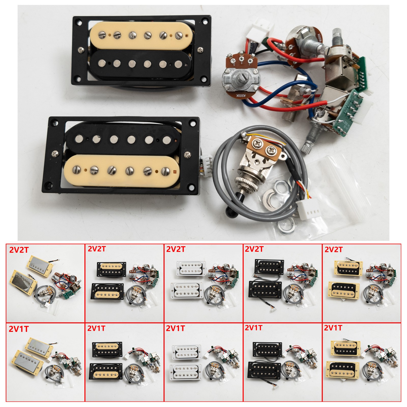 Humbucker Guitar Pickups with Push Pull Wiring Harness Kit for LP SG