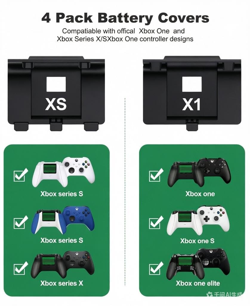 for Xbox Controller Battery Pack & Controller Cover & USB-C Cable for Xbox Se...