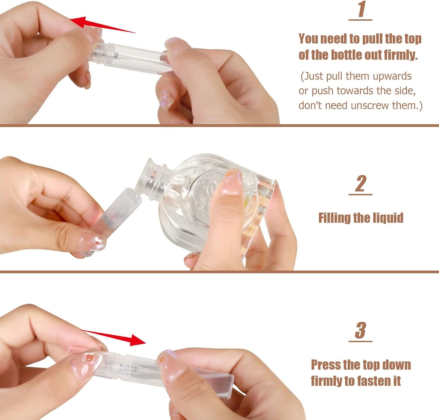 60PCS 5ml Mini Clear Plastic Spray Bottles Refillable Perfume Atomizers