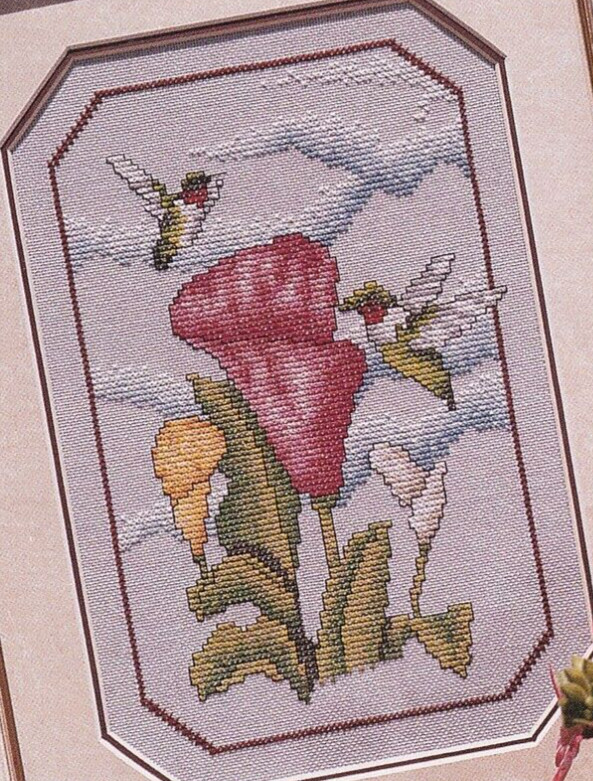 Cross Stitch Pattern LYRICAL FLIERS Hummingbirds Flower Needlecraft Shop Leaflet