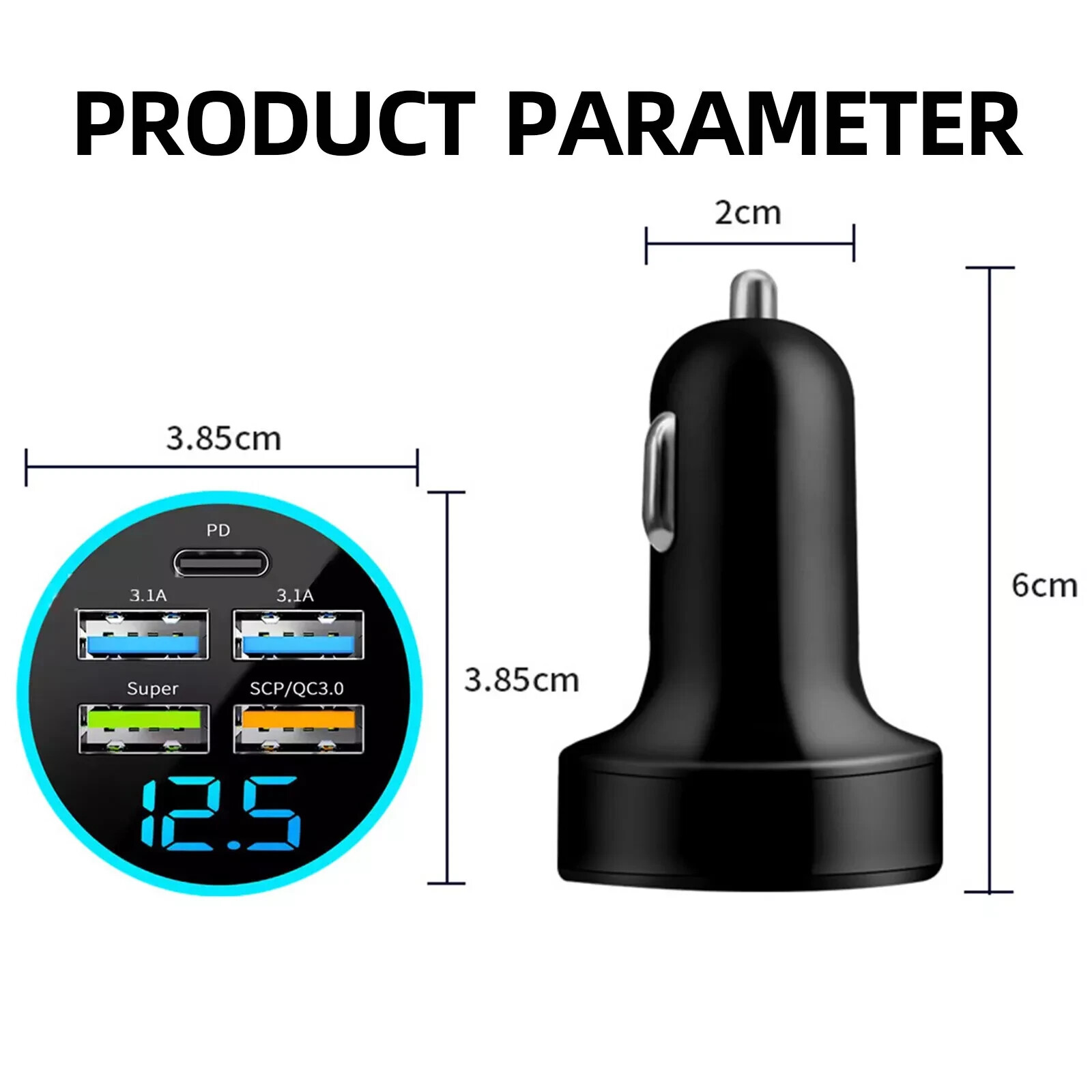 3 Pack 4 USB Port Fast Car Charger PD 3.1A Cigarette Lighter Adapter Cell Phone