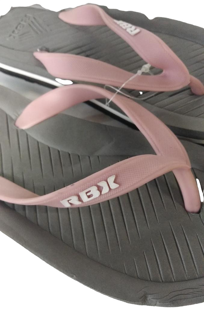 RBX Active Womens Core Summer Basic Printer Flip Flop Gray/Pink Size 3-4