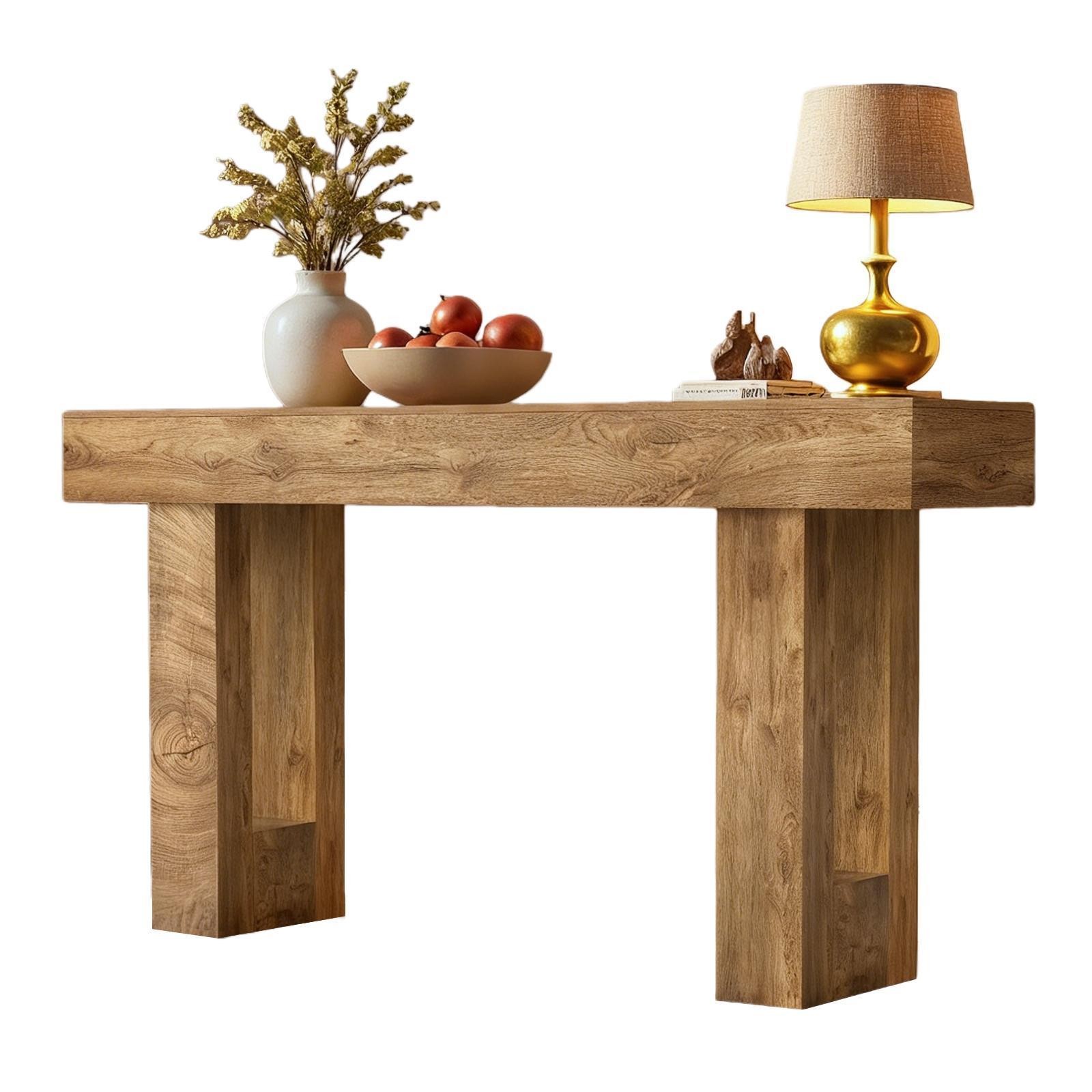 Farmhouse Entryway Console Table Solid MDF Wood Construction for Home Interior
