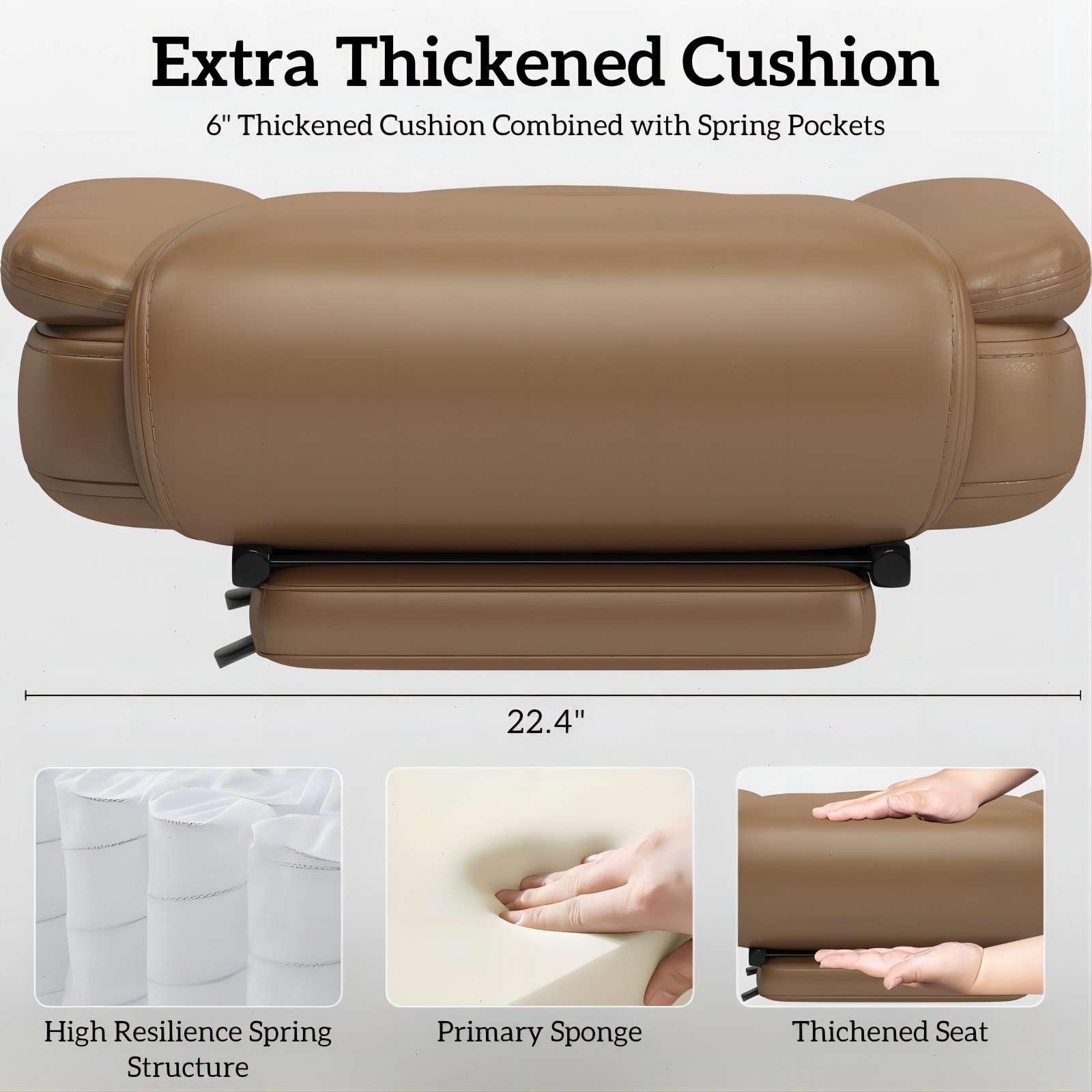 Big and Tall Office Chair Reclin with Footrest High Back Desk Chair 400LBS Brown