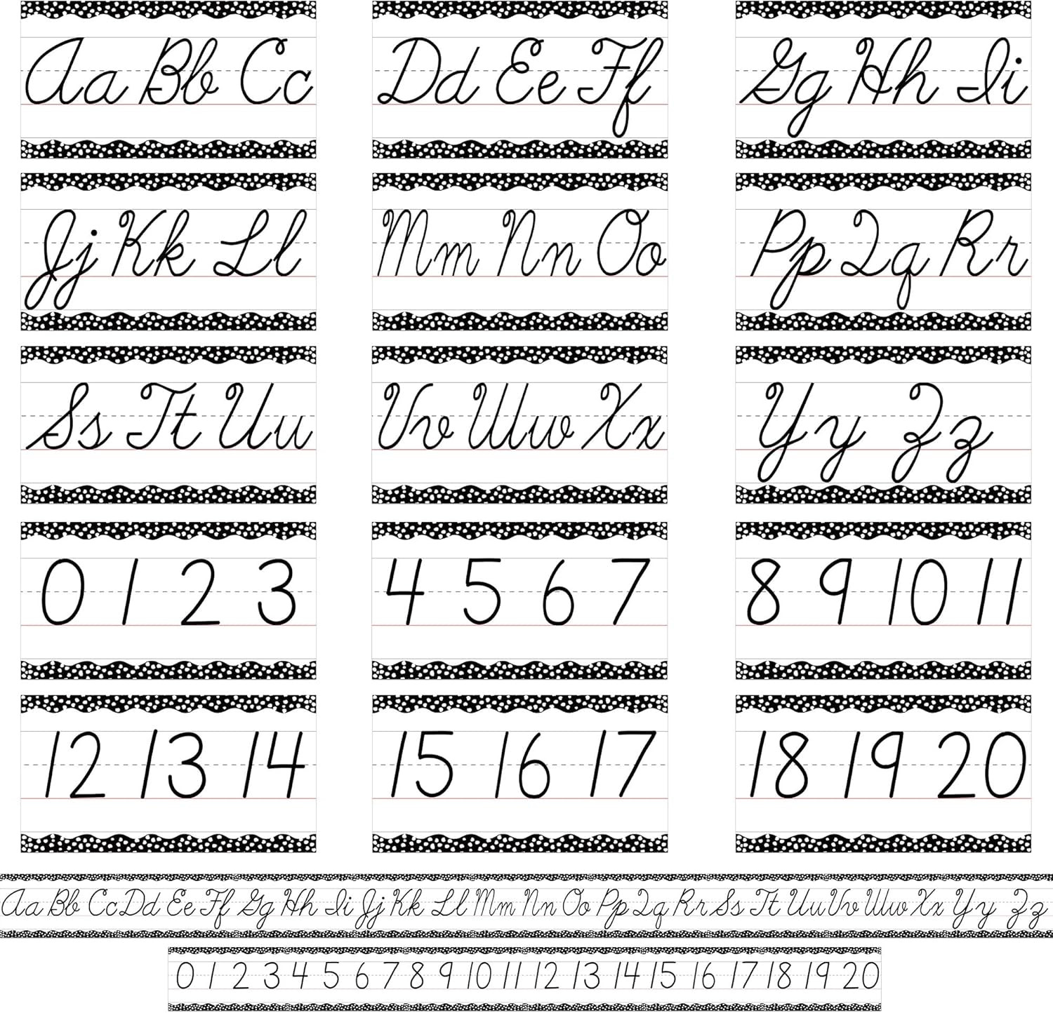 15 Pieces Cursive Alphabet Line Bulletin Board Set Alphabet Classroom Wall Strip