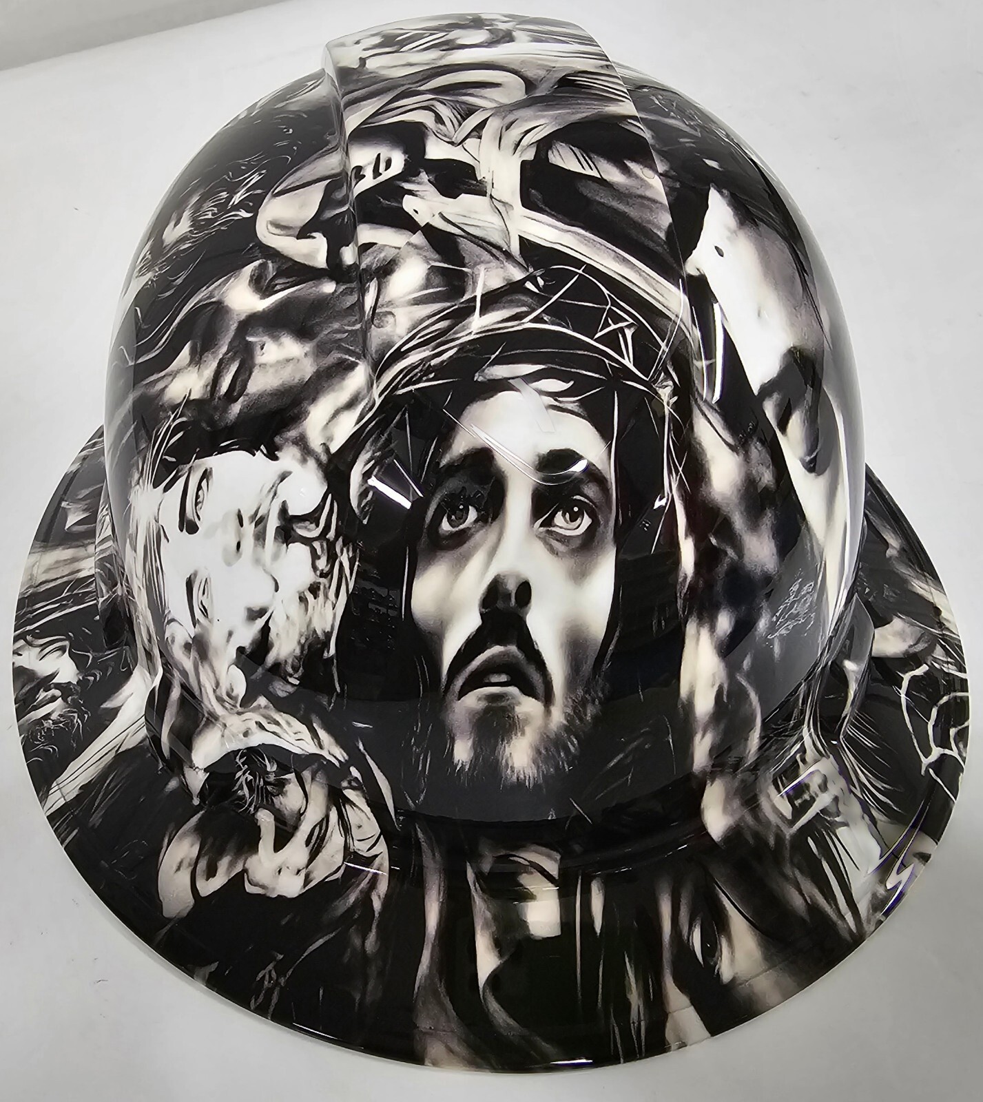 full brim VENTED hard hat custom hydro dipped IN JESUS CHRIST  JESUS SAVES