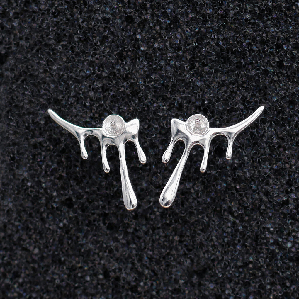 925 Sterling Silver Stud Earring Findings Dripping Paint DIY A4499
