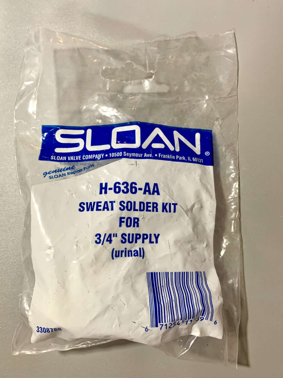 Sloan h-636-aa sweat solder kit for 3/4" supply (urinal) #C