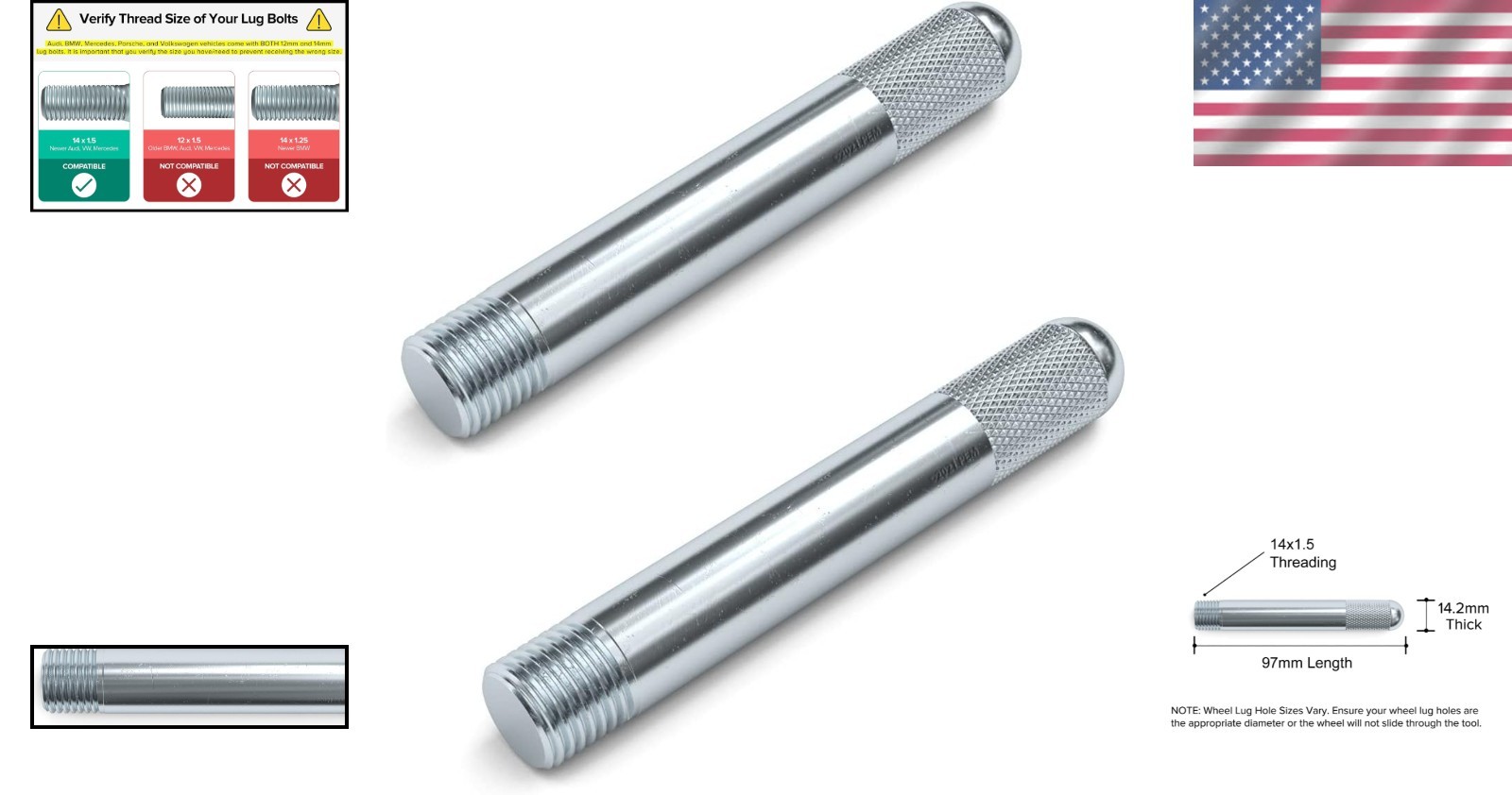 Silver Wheel Alignment Pin Tool - M14x1.5 - Perfect for Easy Wheel Installations