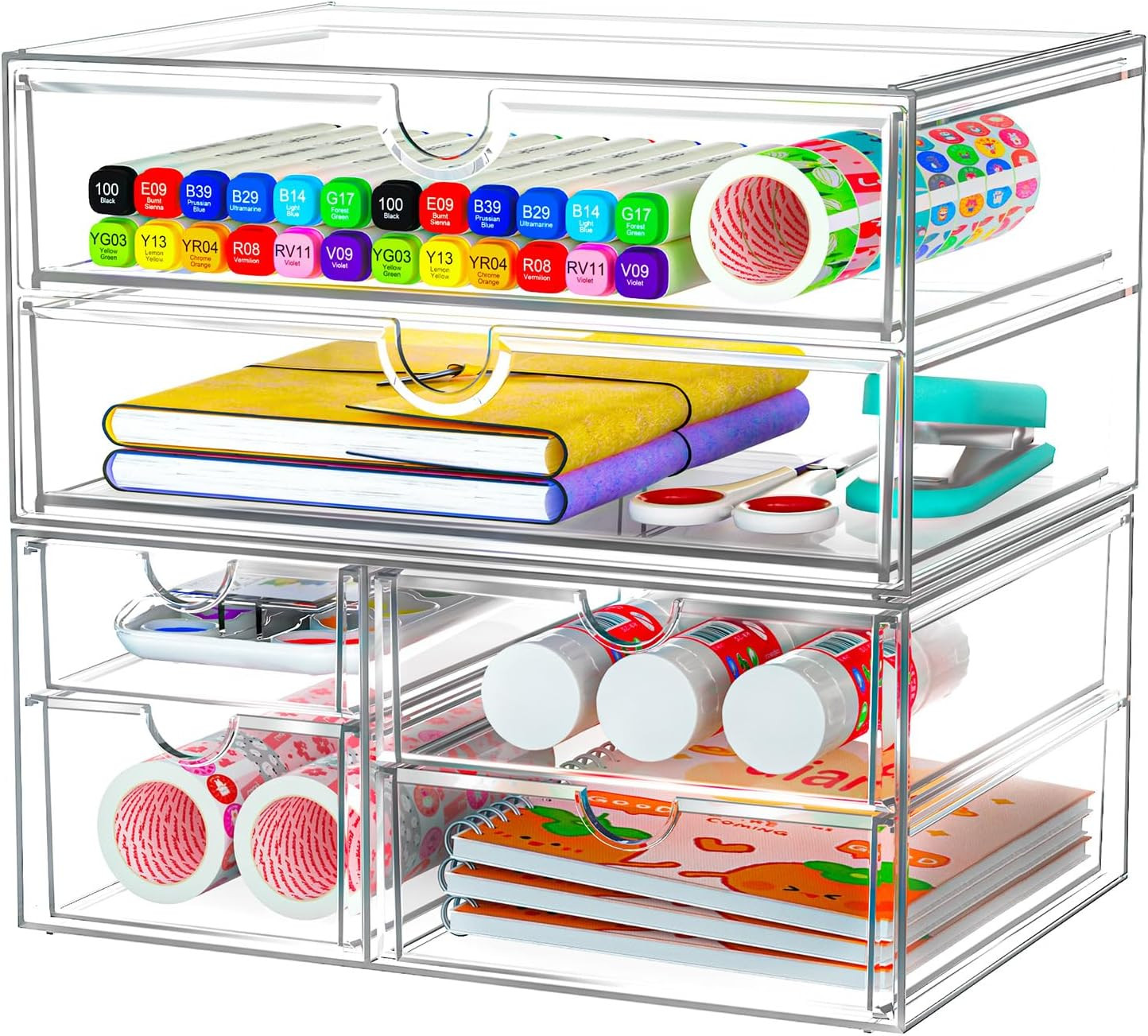 Acrylic Organizer with 6 Drawers, Bathroom Counter Organizer, Makeup Desk Organi