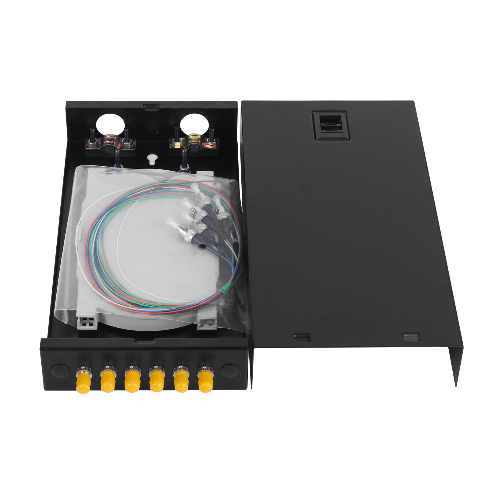 - 6 Port ST Rack Mount Enclosure Box & Splice Trays Fiber Cables Kit (Include...