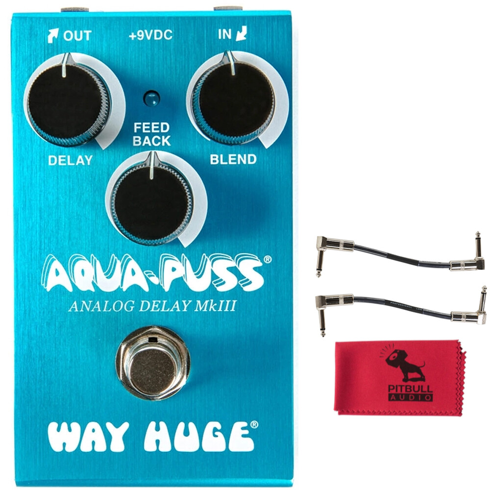 Way Huge Smalls WM71 Aqua-Puss Analog Delay MkIII Pedal w/ Patch Cables & Cloth