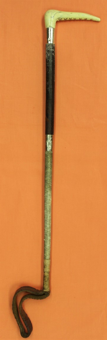 Leather Riding Crop w/ 2 Sterling Bands