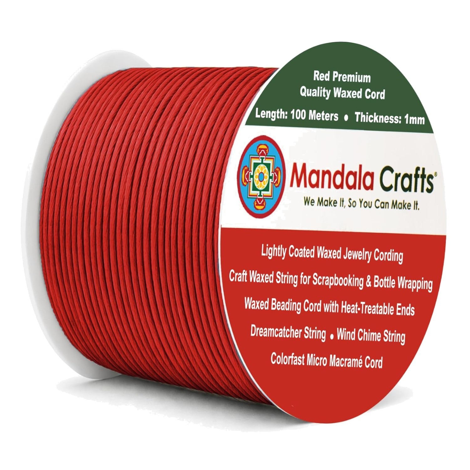 Quality 1mm Red Cotton Waxed Cord – Perfect for 109 Yards of Jewelry Creations