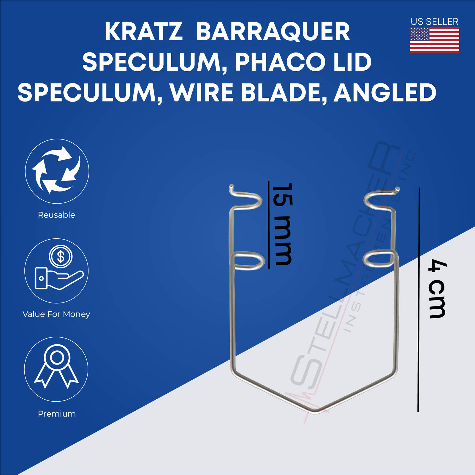 Kratz Barraquer Speculum 15 mm angled Stainless Steel Ophthalmic Instruments