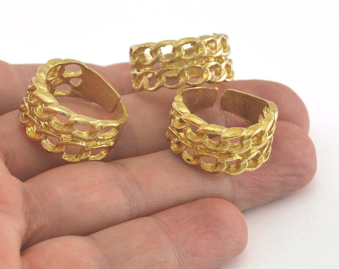 Chain Ring Raw Brass Chain shape (18mm 8US inner size) 3063