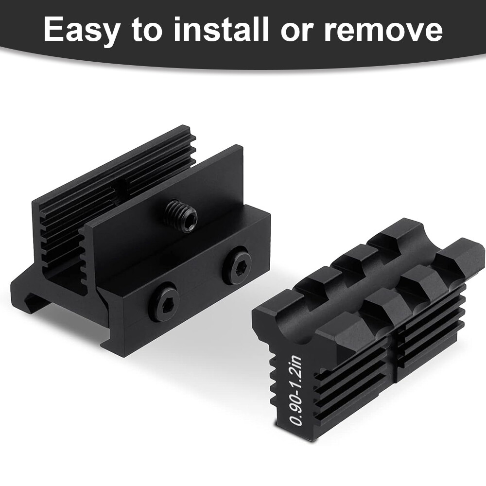 Picatinny Riser Mount Adjustable Height 0.9-1.2in Lockdown Series 3 Slots Raise