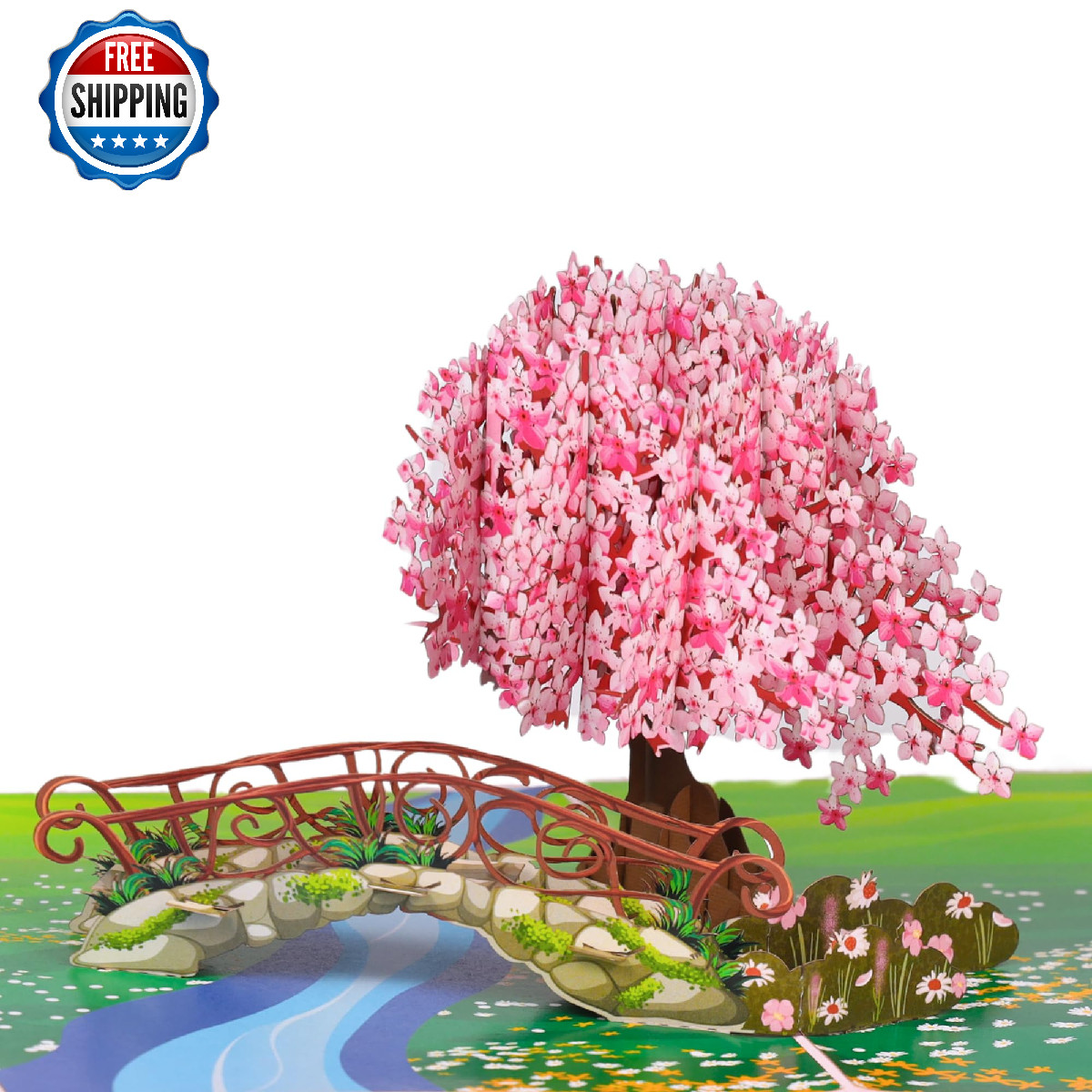 Cherry Blossom Pop Up Card 3D Flower Birthday Mother's Day Greeting Card 6x8"