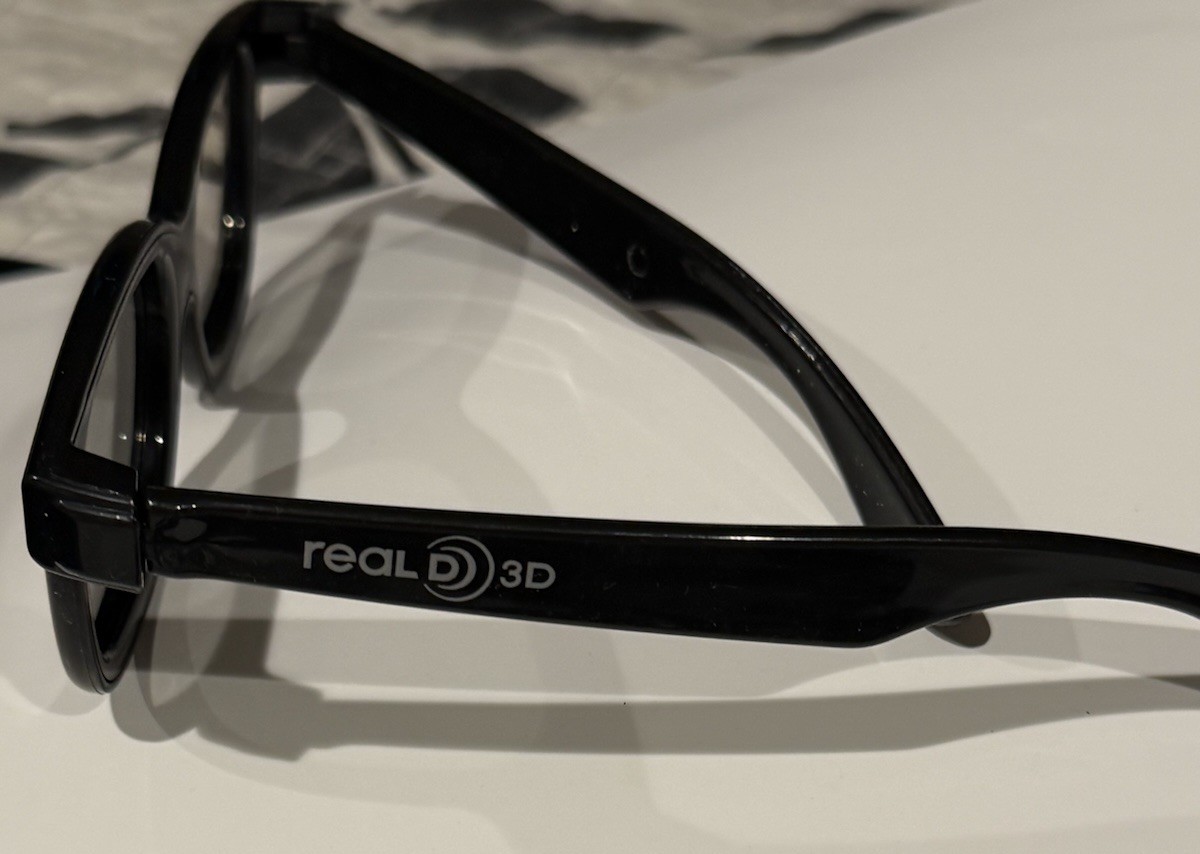 Real D 3D Glasses Video Movies Black Thick Frame 6" Long Retro Style - Set Of 2