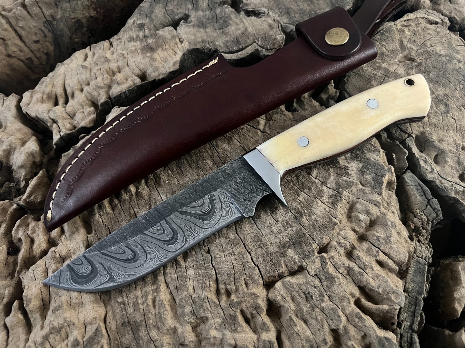 10'' Handmade Damascus Steel Fixed Blade Hunting Knife Bushcraft  Survival Knife