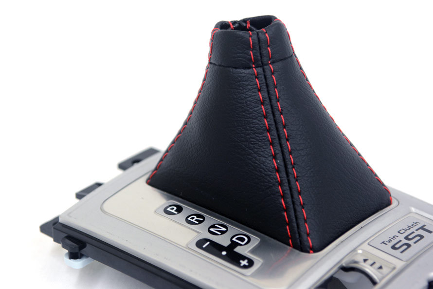 Automatic Shift Boot Cover PVC Leather For Mitsubishi Lancer 08-16 Red Stitch