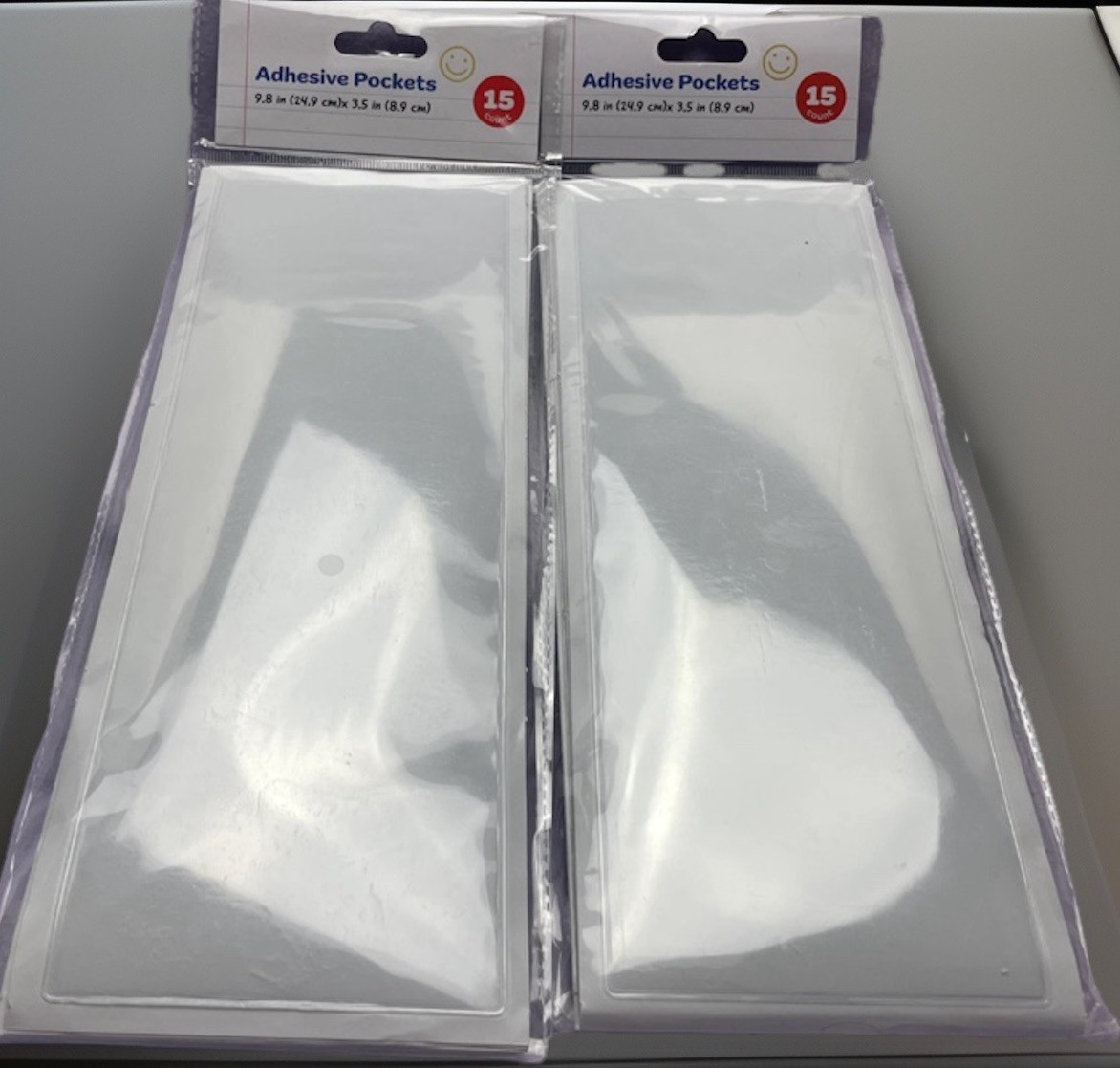 2 Pack Adhesive Pockets 9.8inx3.5in 30 Count NIB