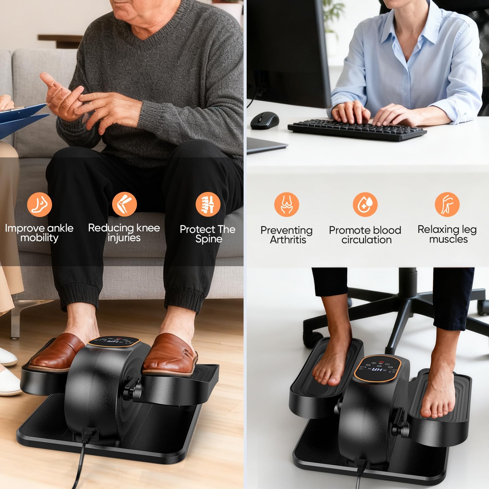 Under Desk Elliptical Machine for Senior, Quiet Motorized Leg Exerciser with ...