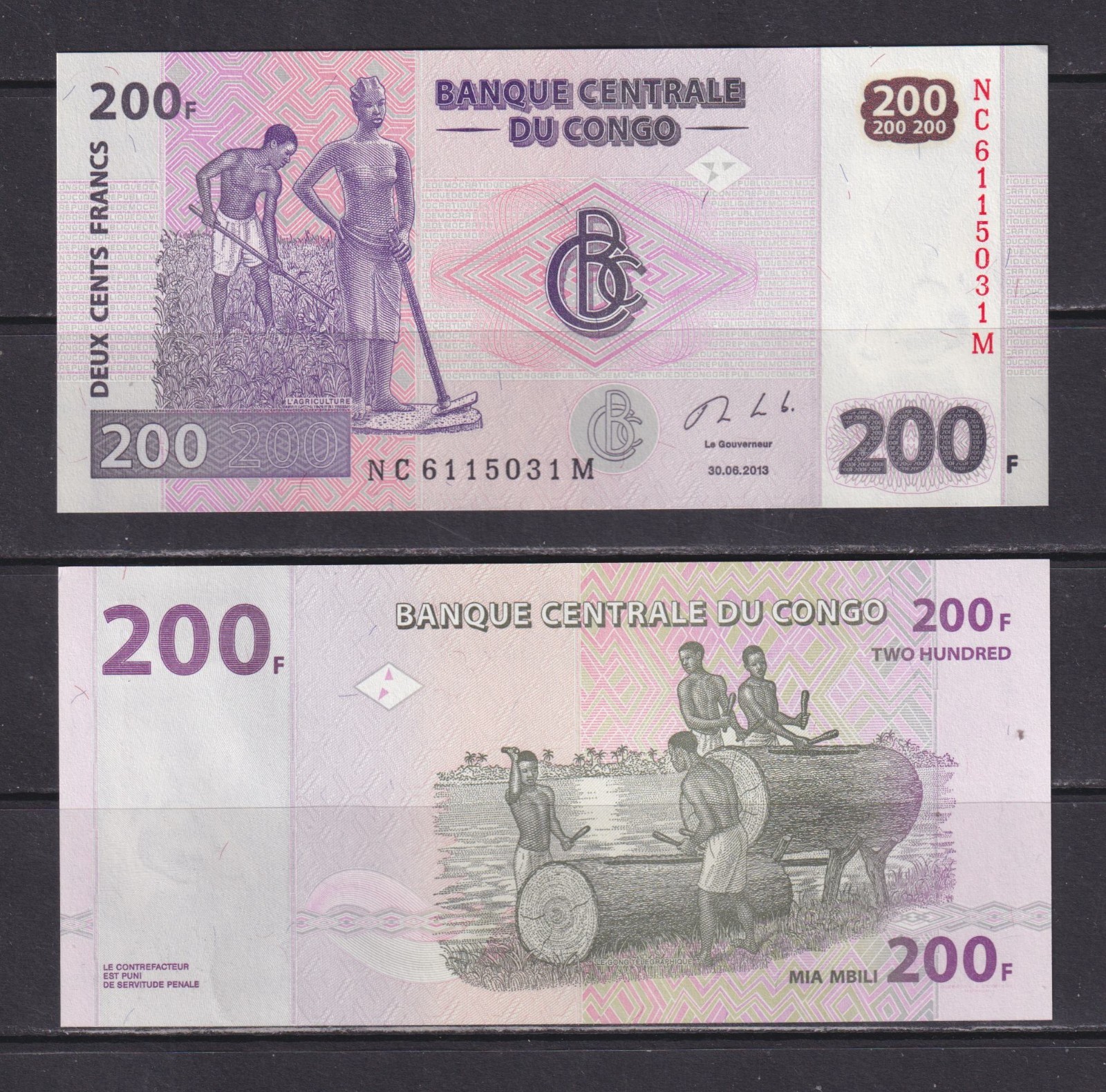 CONGO DR - 2013 200 Francs UNC Banknote