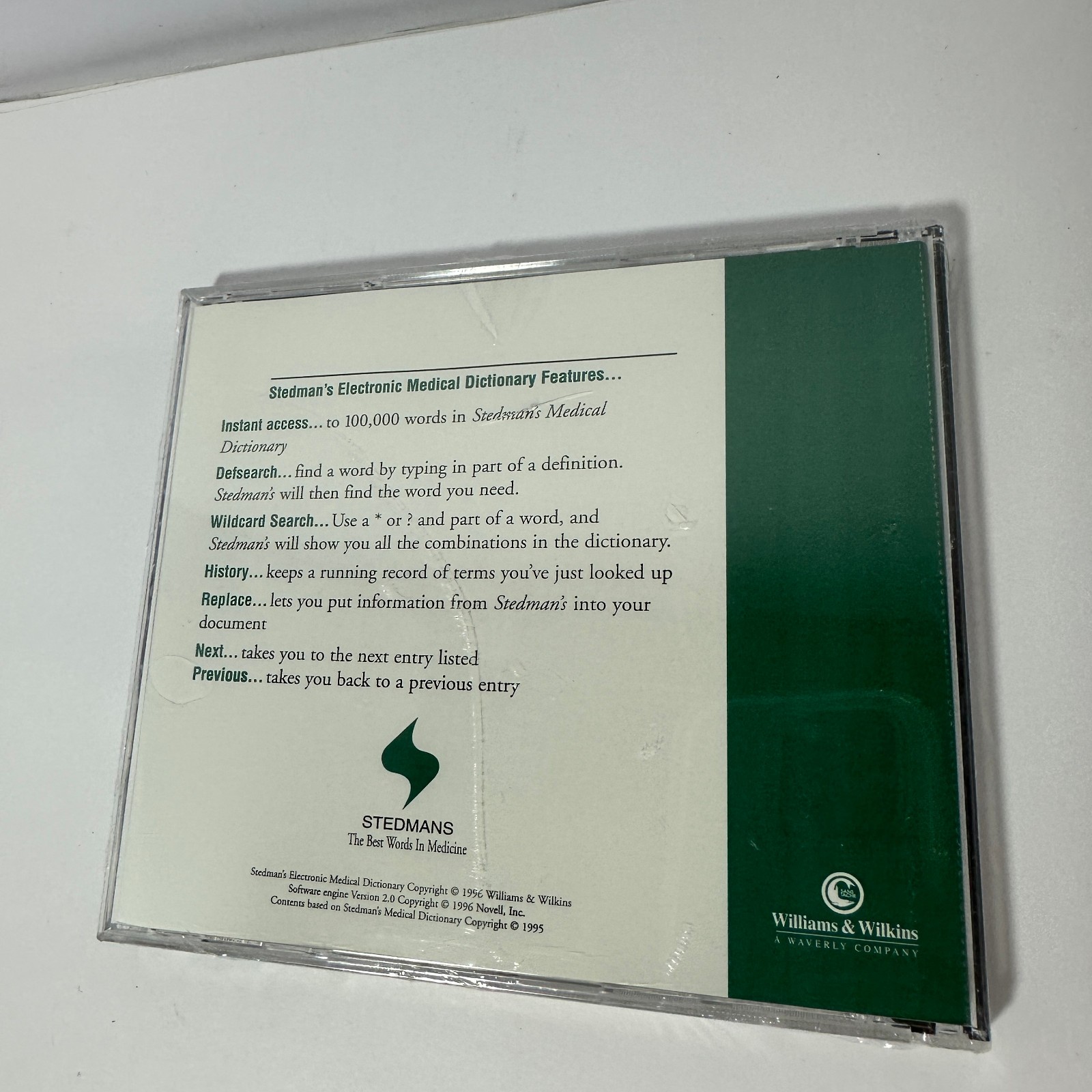 Stedman’s Electronic Dictionary 1996 Software Brand New Sealed