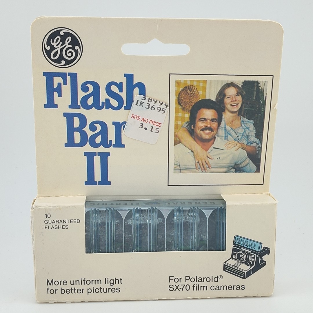 Vintage GE Flash Bar II Flash Bulbs for Polaroid SX-70, 10 flashes SEALED!