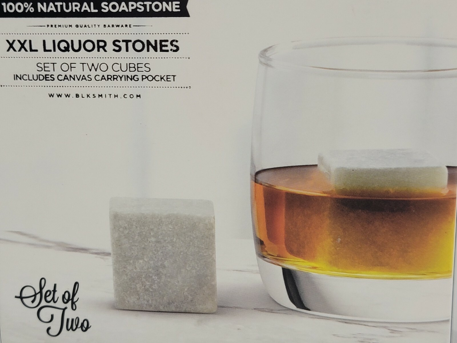 Blksmith XXL Liquor Stones Set of Two Large Reusable Cubes Natural Soapstone New