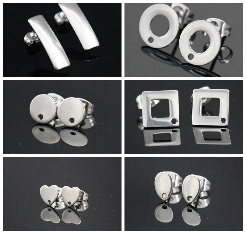 Earrings connector findings diy stud 50pcs stainless steel earring post Jewelry