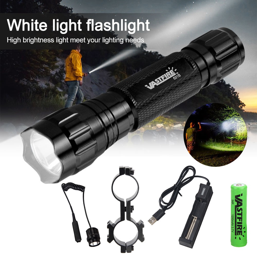 100000LM LED Flashlight Hunting Light Night Torch Scope Mount w/ Side 20mm Rail
